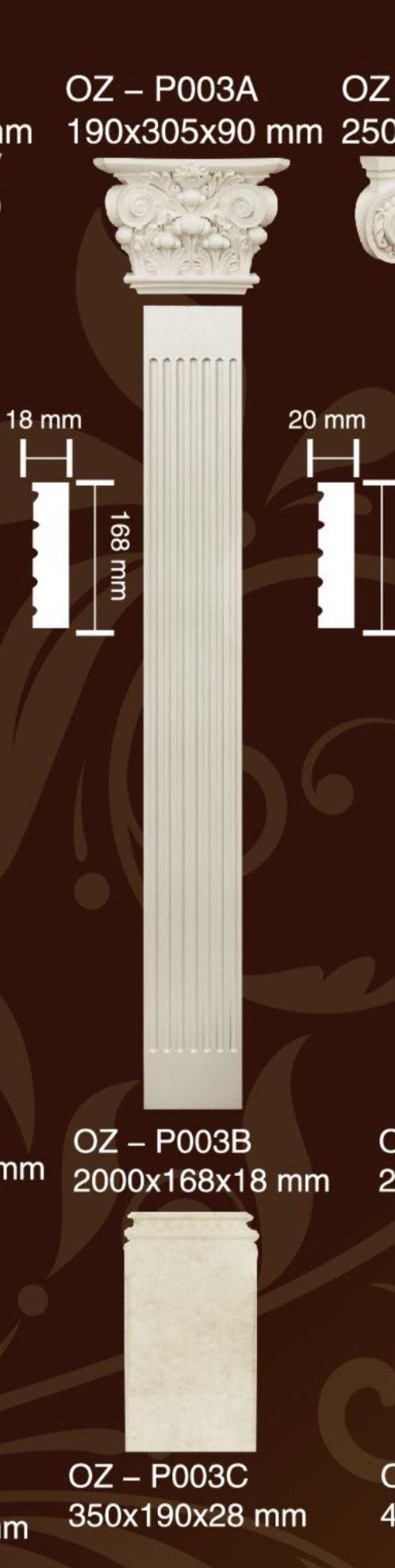 Pilastru decorativ din poliuretan P003